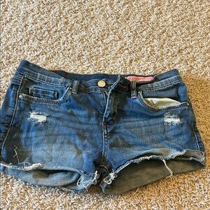 Blue Denim Distressed Girls Shorts